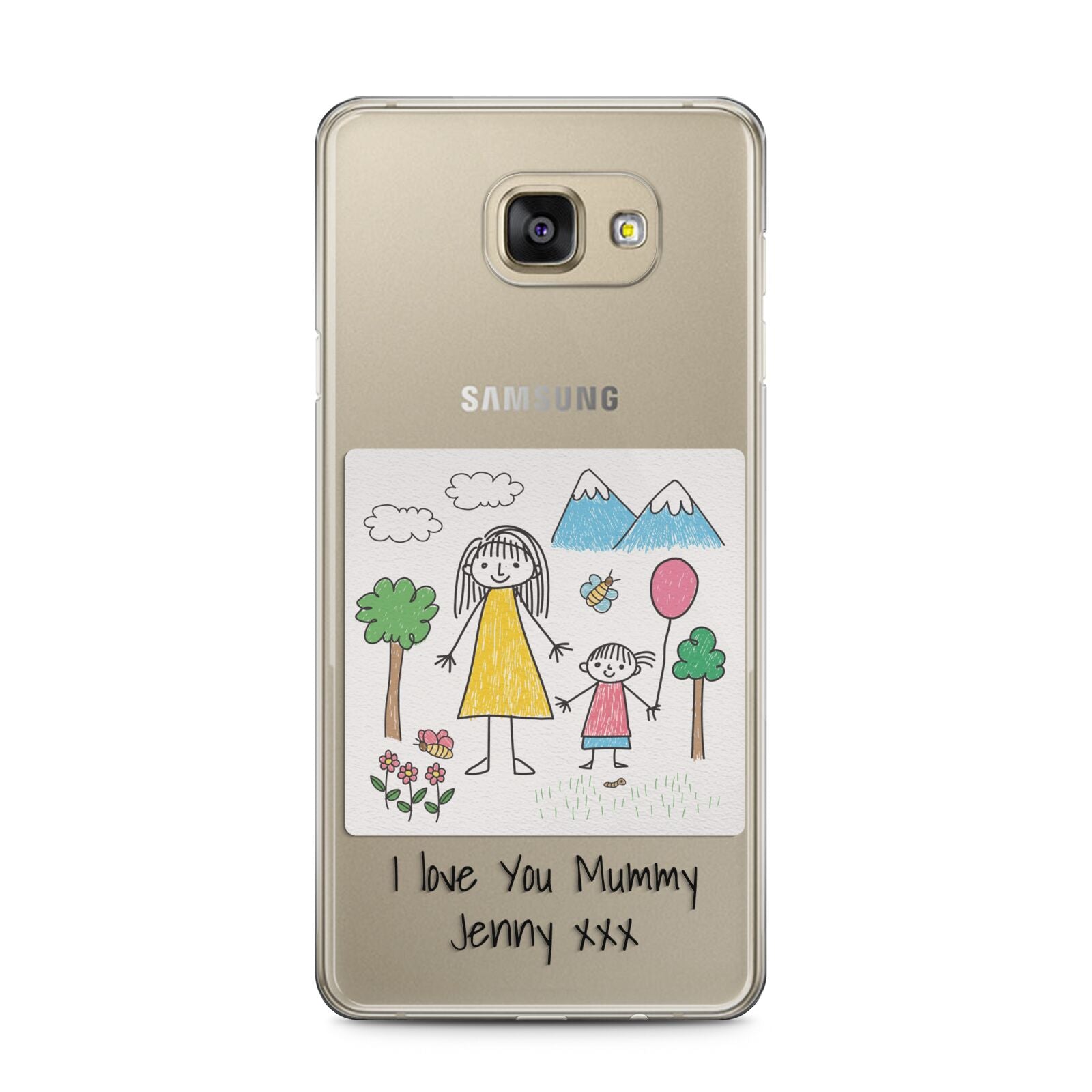 Personalised Kids Drawing Upload Samsung Galaxy A5 2016 Case on gold phone