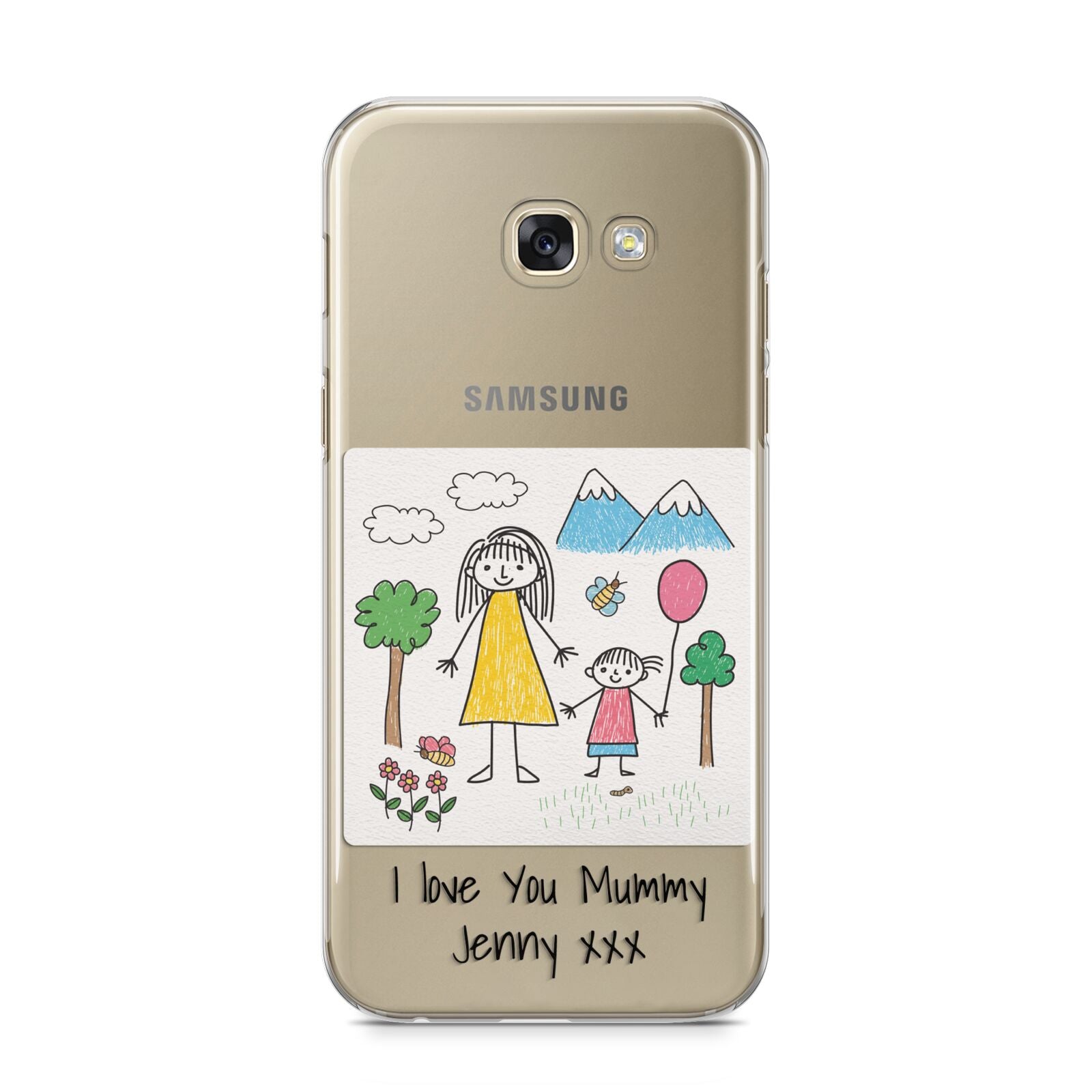 Personalised Kids Drawing Upload Samsung Galaxy A5 2017 Case on gold phone