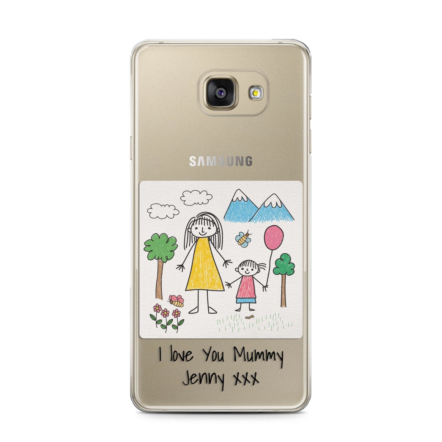 Personalised Kids Drawing Upload Samsung Galaxy A7 2016 Case on gold phone