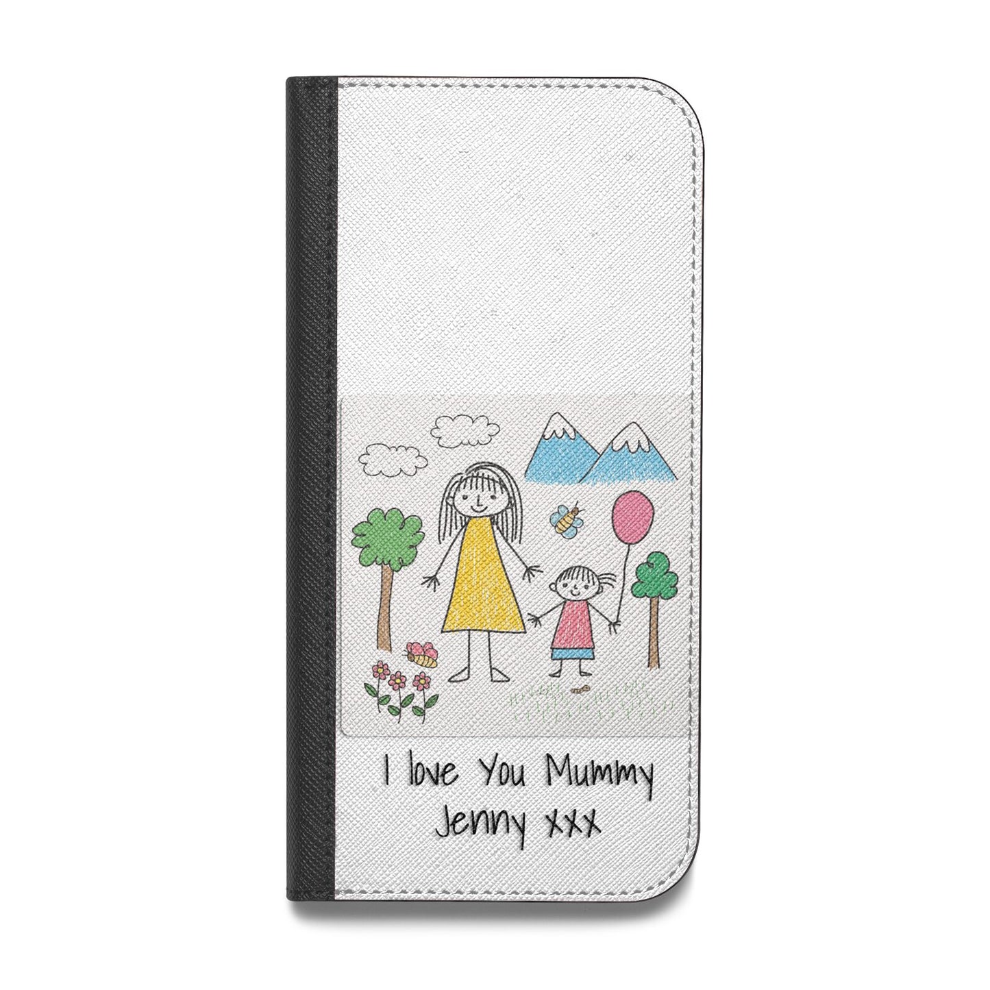 Personalised Kids Drawing Upload Vegan Leather Flip Samsung Case