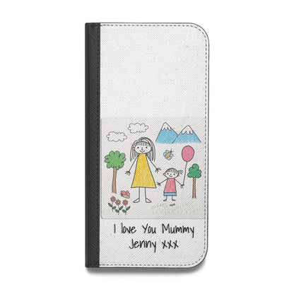 Personalised Kids Drawing Upload Vegan Leather Flip iPhone Case