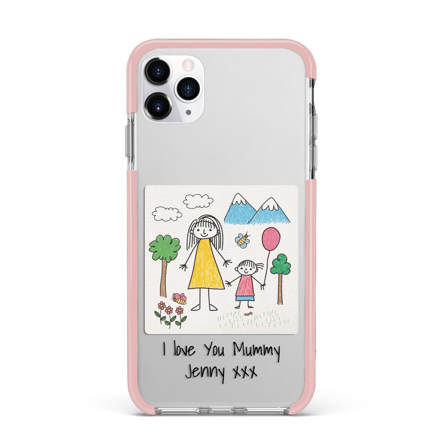 Personalised Kids Drawing Upload iPhone 11 Pro Max Impact Pink Edge Case