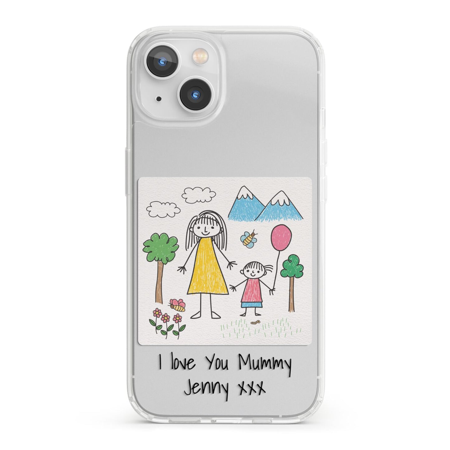 Personalised Kids Drawing Upload iPhone 13 Clear Bumper Case