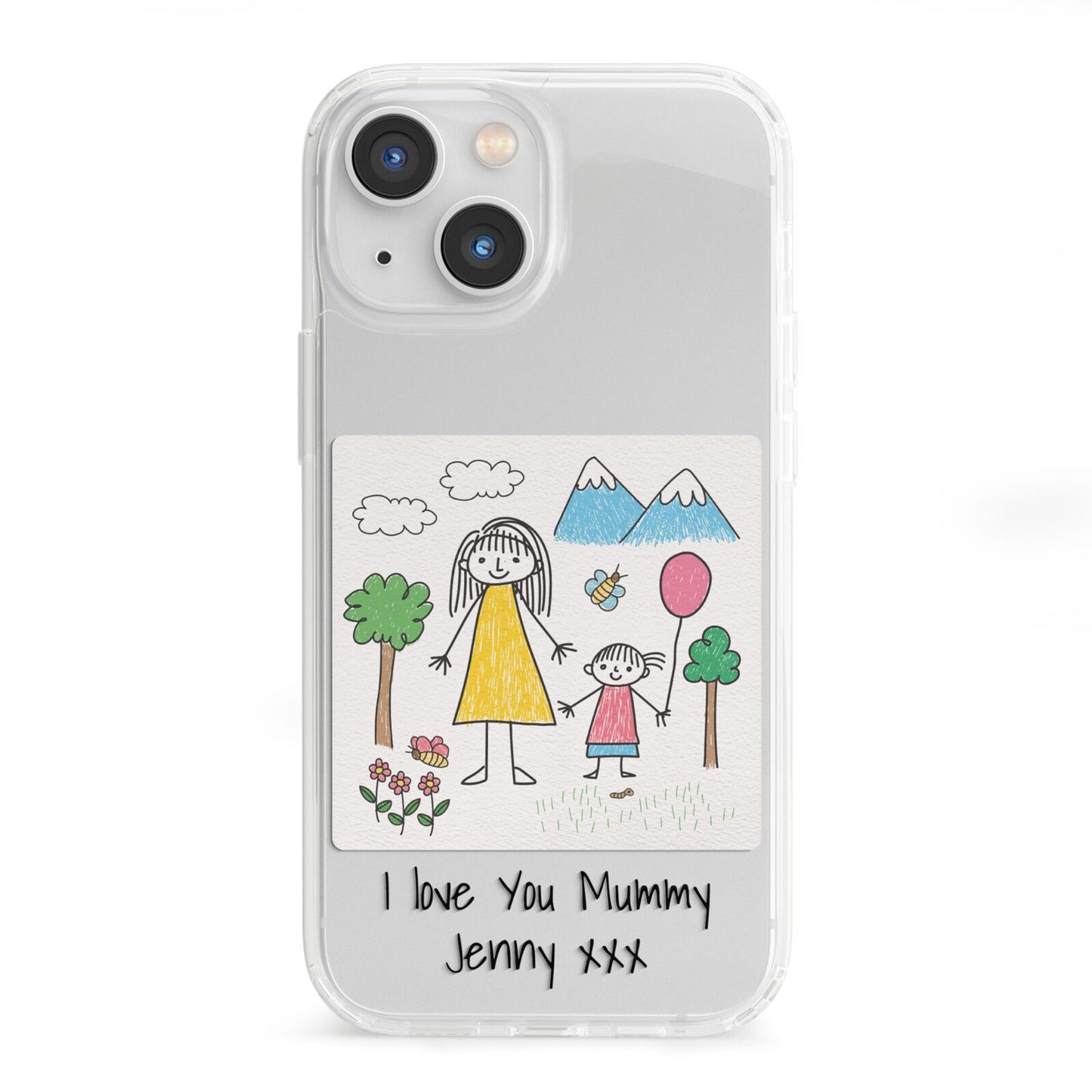 Personalised Kids Drawing Upload iPhone 13 Mini Clear Bumper Case