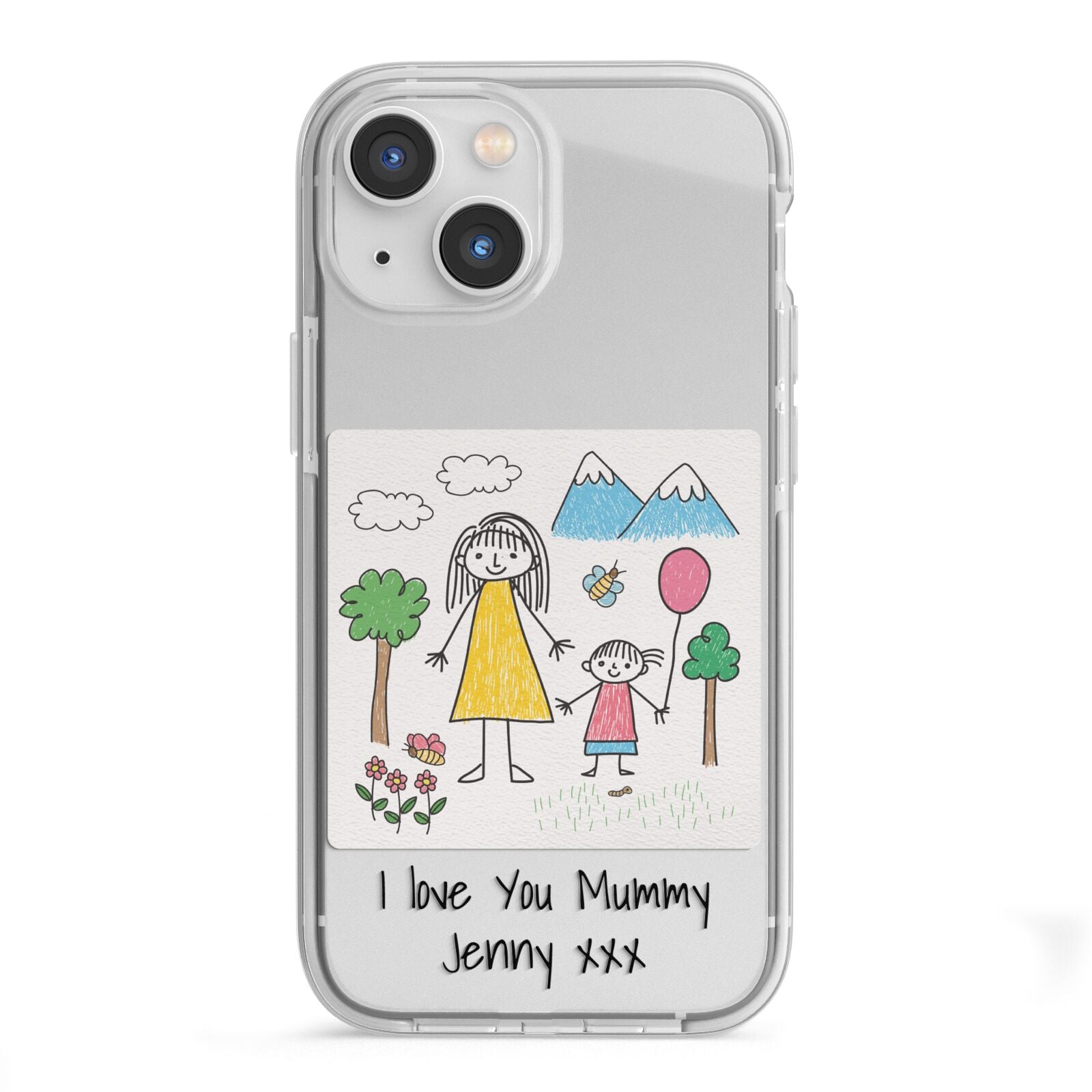 Personalised Kids Drawing Upload iPhone 13 Mini TPU Impact Case with White Edges