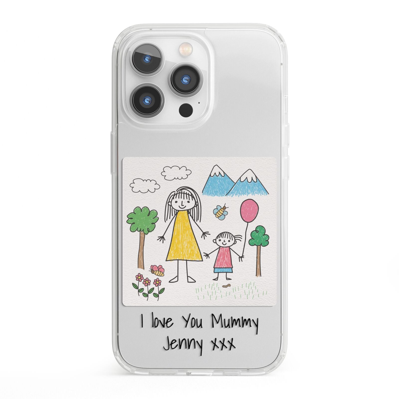 Personalised Kids Drawing Upload iPhone 13 Pro Clear Bumper Case