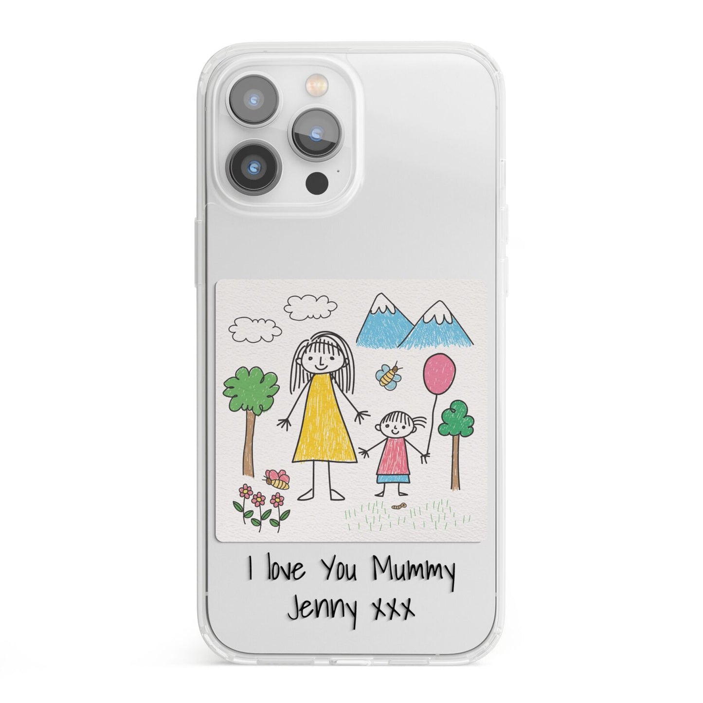 Personalised Kids Drawing Upload iPhone 13 Pro Max Clear Bumper Case