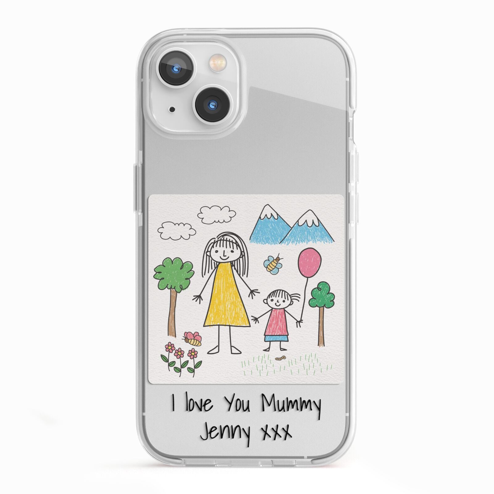 Personalised Kids Drawing Upload iPhone 13 TPU Impact Case with White Edges