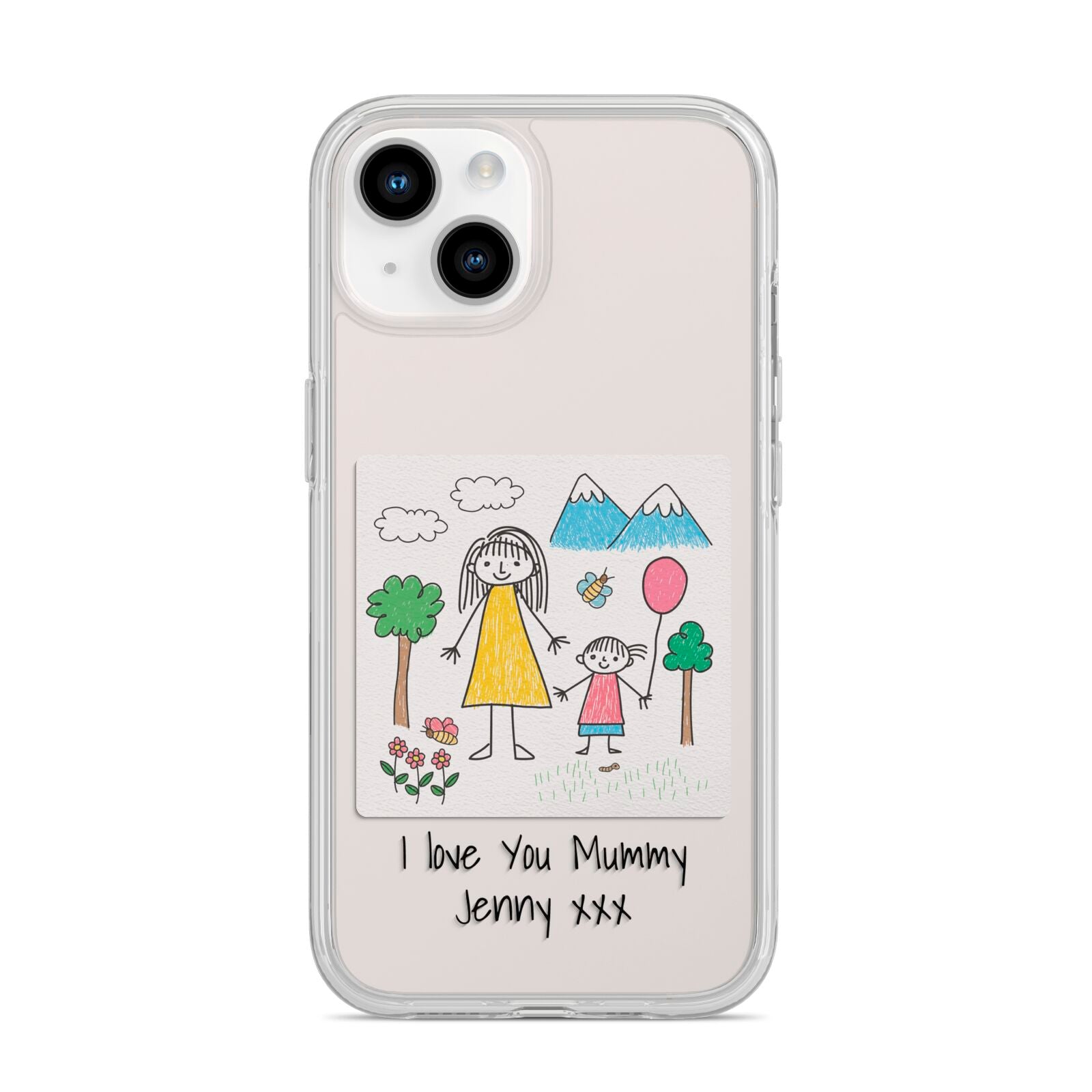 Personalised Kids Drawing Upload iPhone 14 Clear Tough Case Starlight