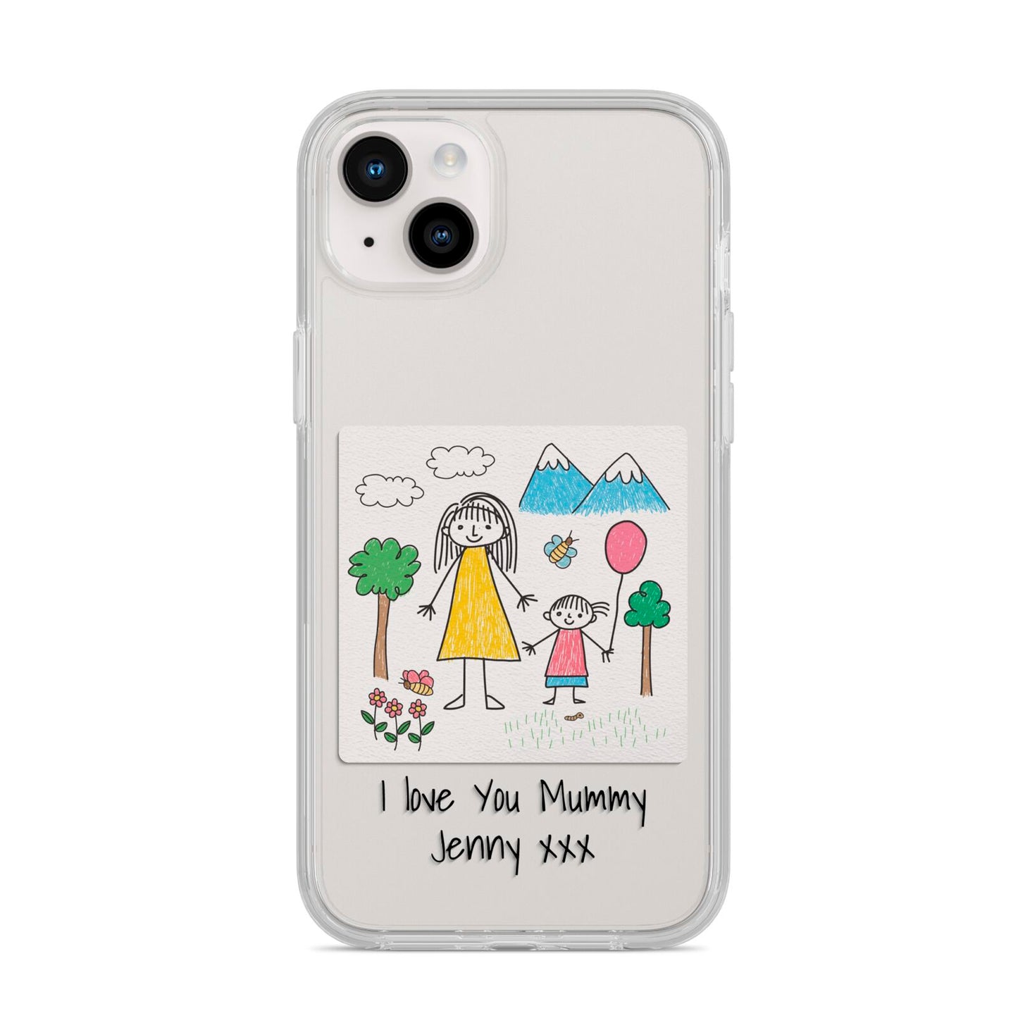 Personalised Kids Drawing Upload iPhone 14 Plus Clear Tough Case Starlight