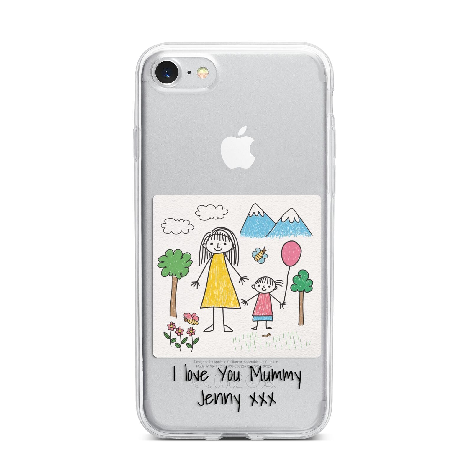 Personalised Kids Drawing Upload iPhone 7 Bumper Case on Silver iPhone