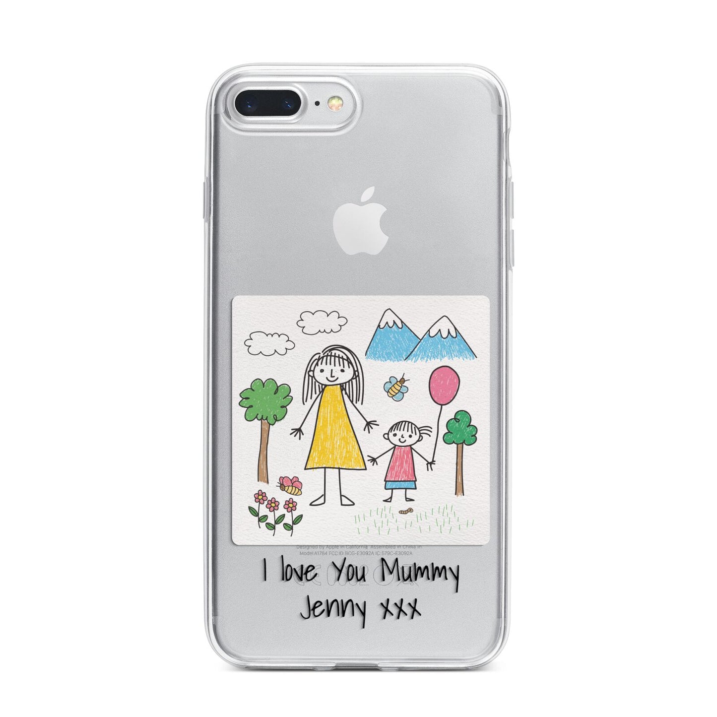 Personalised Kids Drawing Upload iPhone 7 Plus Bumper Case on Silver iPhone