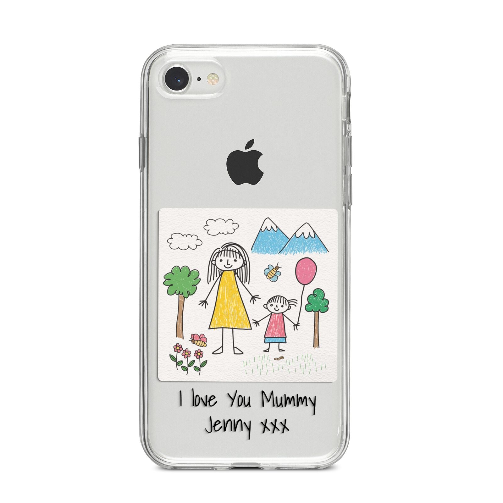 Personalised Kids Drawing Upload iPhone 8 Bumper Case on Silver iPhone