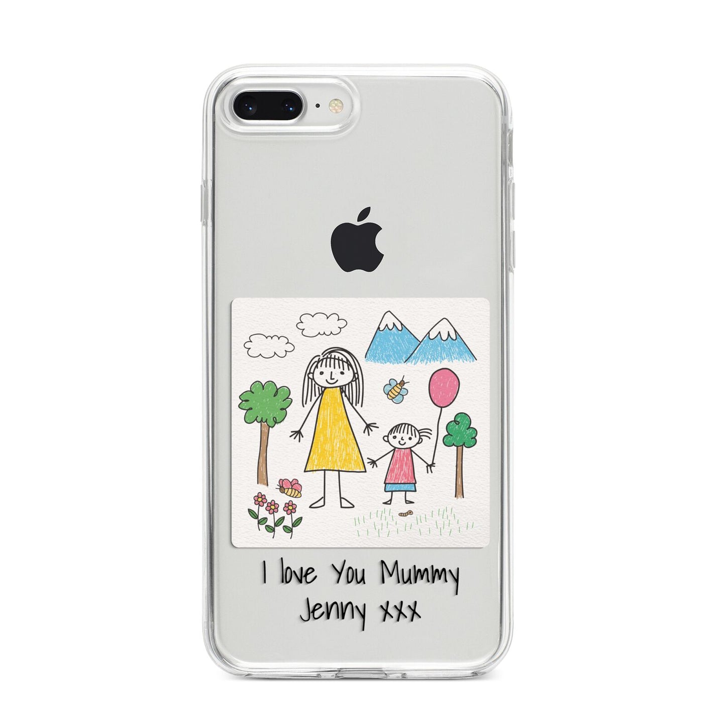 Personalised Kids Drawing Upload iPhone 8 Plus Bumper Case on Silver iPhone