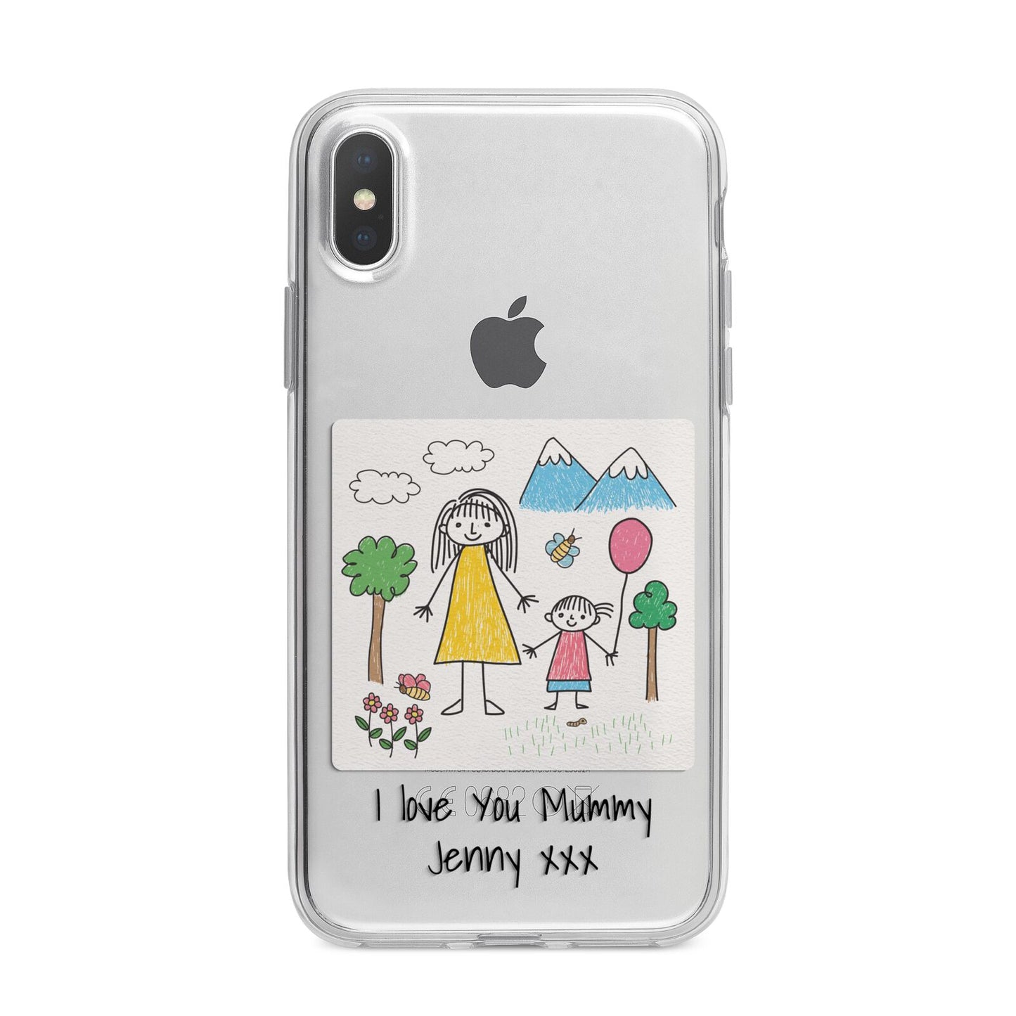 Personalised Kids Drawing Upload iPhone X Bumper Case on Silver iPhone Alternative Image 1