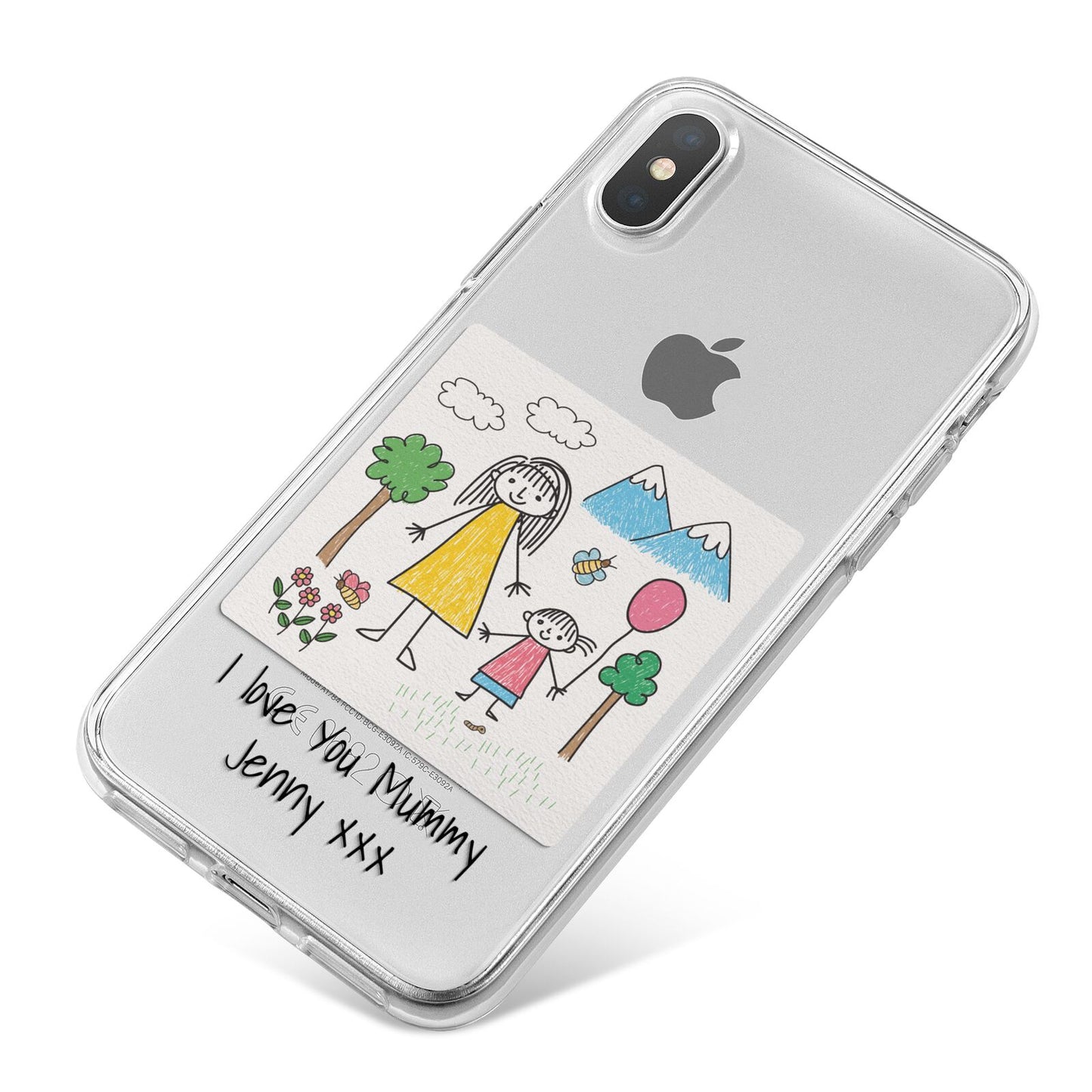 Personalised Kids Drawing Upload iPhone X Bumper Case on Silver iPhone