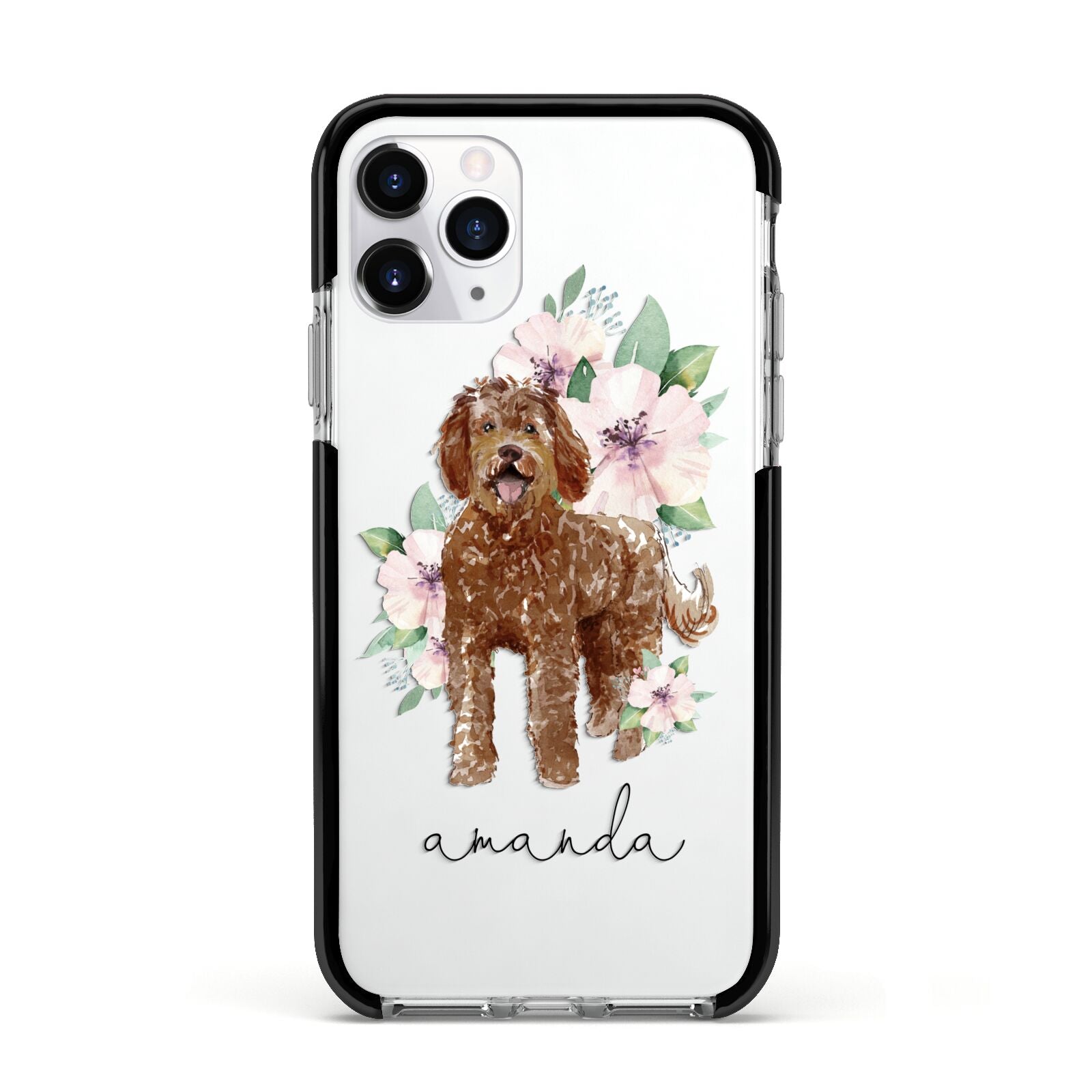 Personalised Labradoodle Apple iPhone 11 Pro in Silver with Black Impact Case