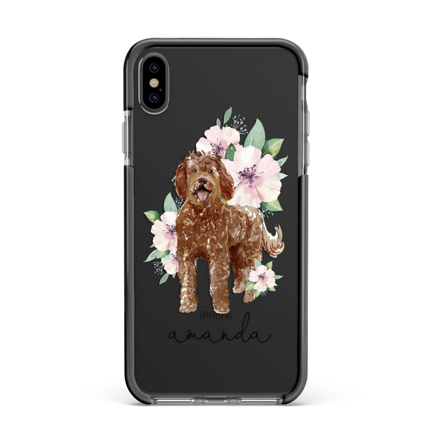 Personalised Labradoodle Apple iPhone Xs Max Impact Case Black Edge on Black Phone