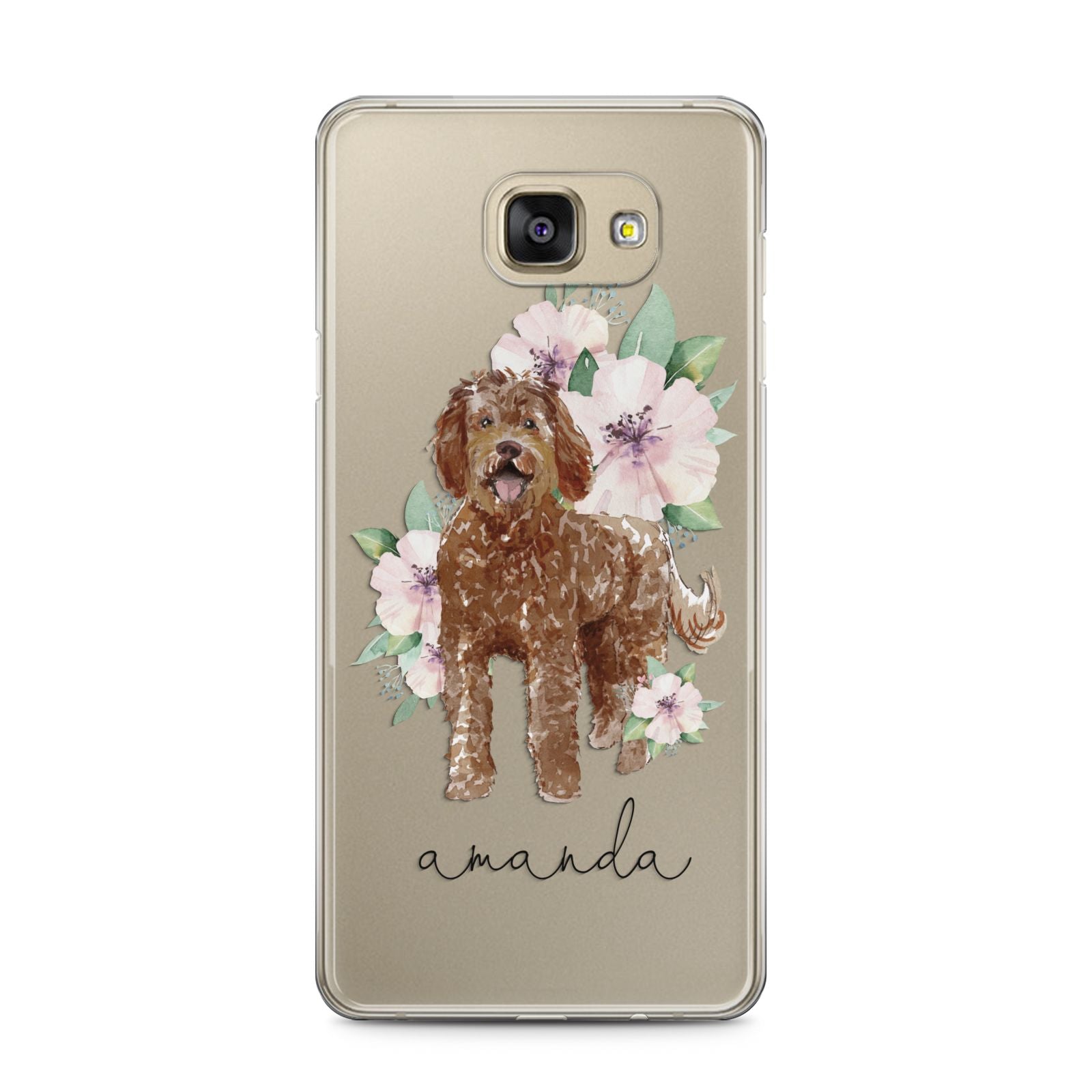 Personalised Labradoodle Samsung Galaxy A5 2016 Case on gold phone