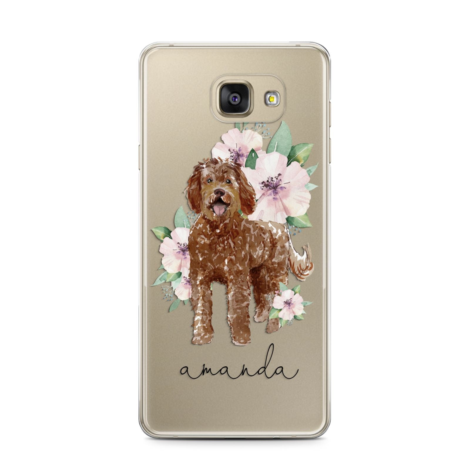 Personalised Labradoodle Samsung Galaxy A7 2016 Case on gold phone