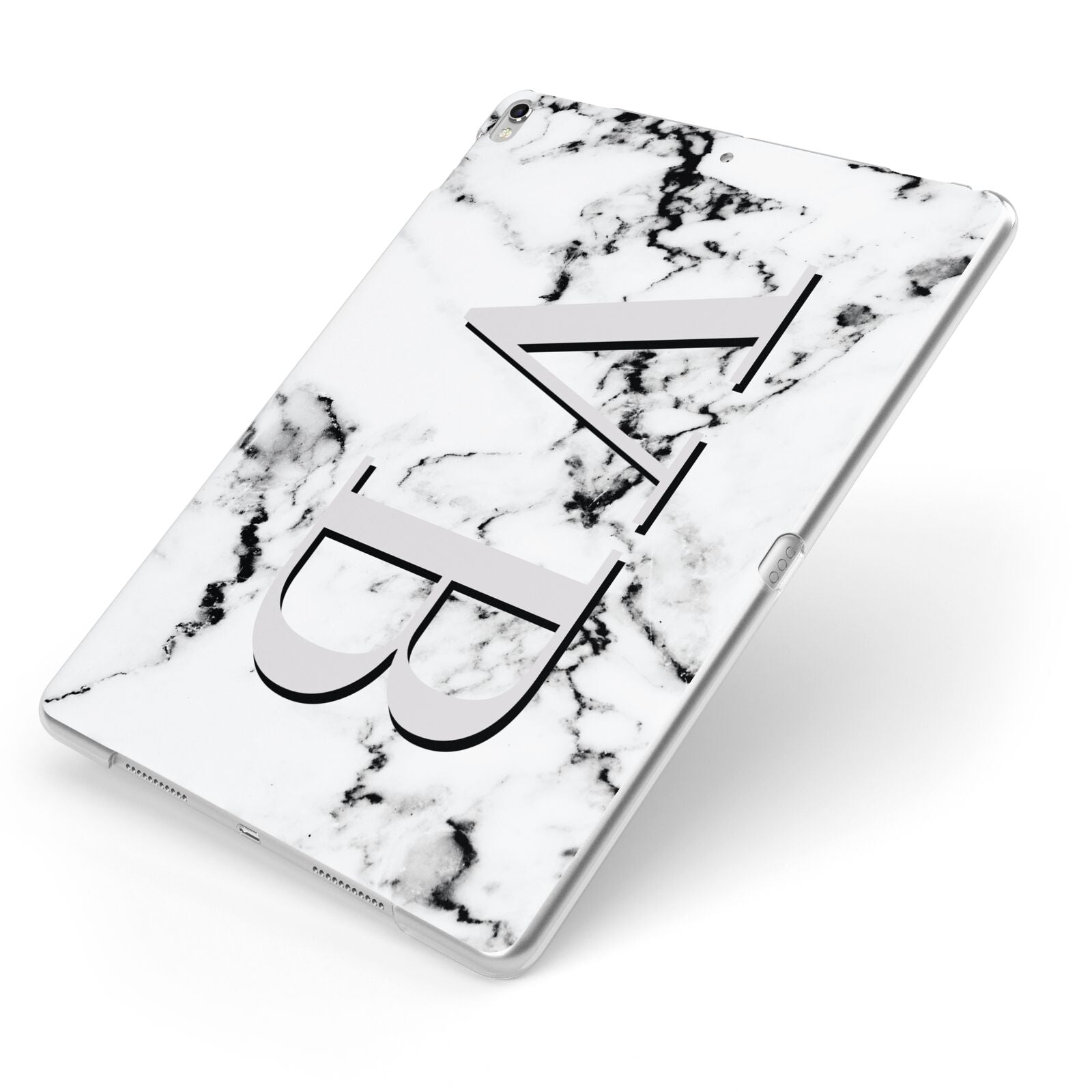 Personalised Landscape Initials With Marble Apple iPad Case on Silver iPad Side View