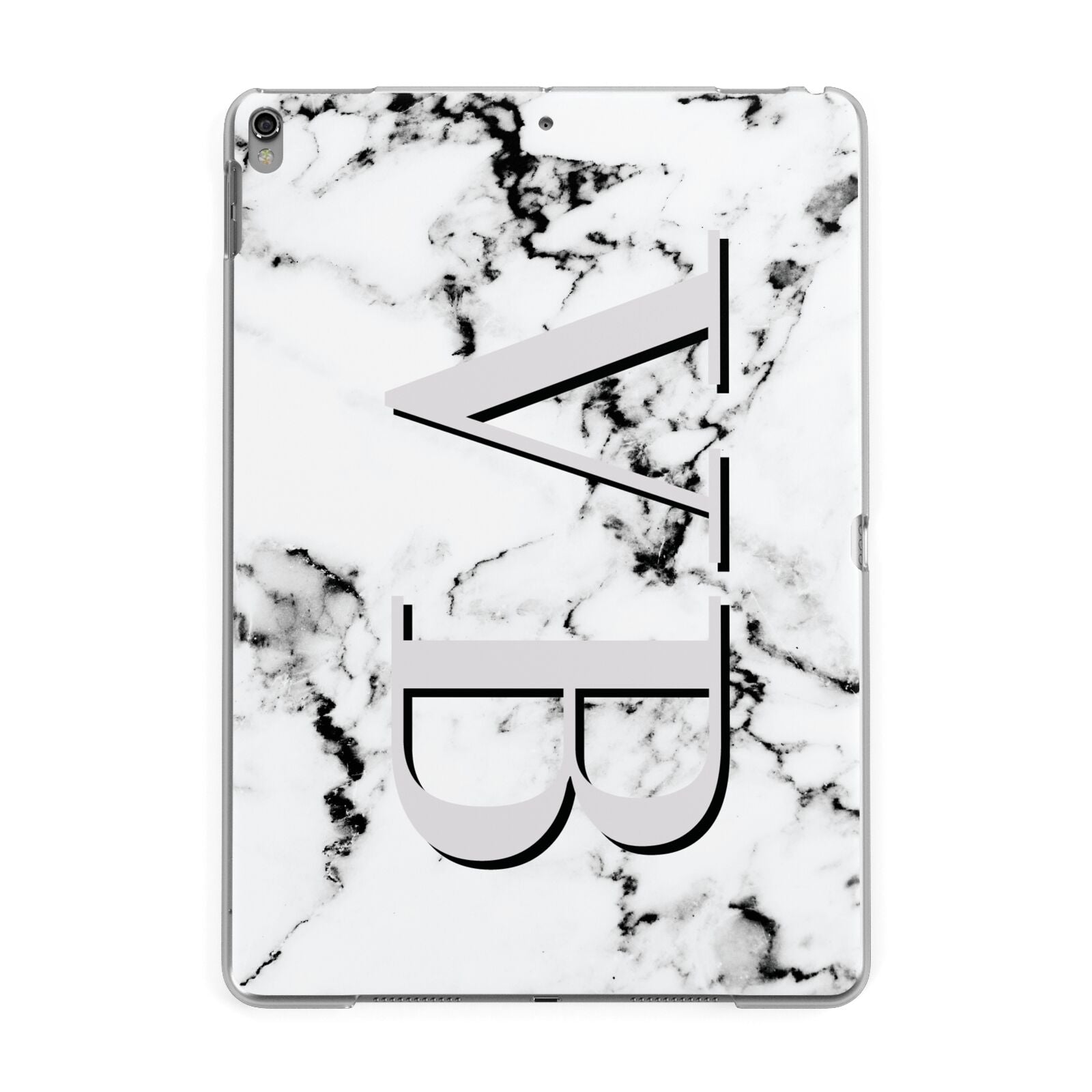 Personalised Landscape Initials With Marble Apple iPad Grey Case