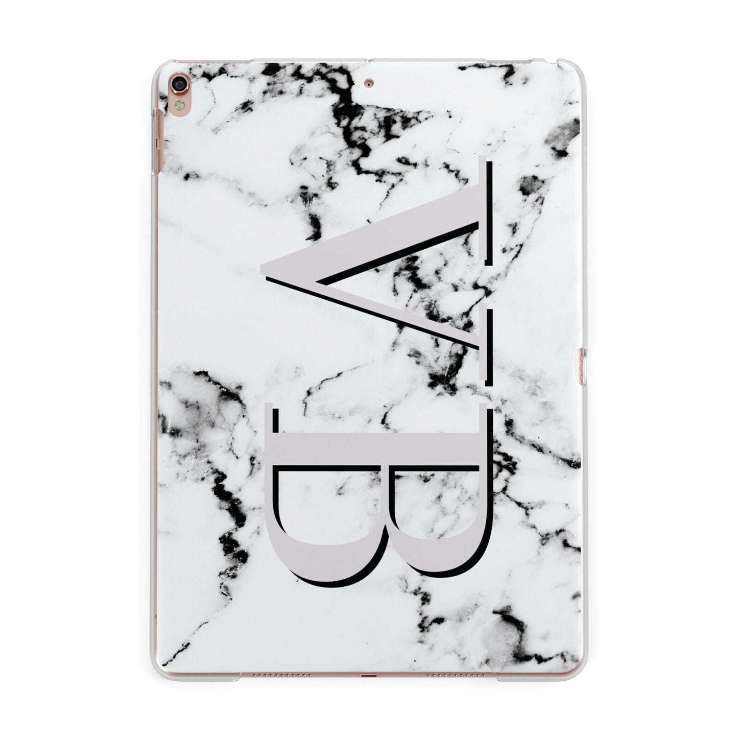 Personalised Landscape Initials With Marble Apple iPad Rose Gold Case