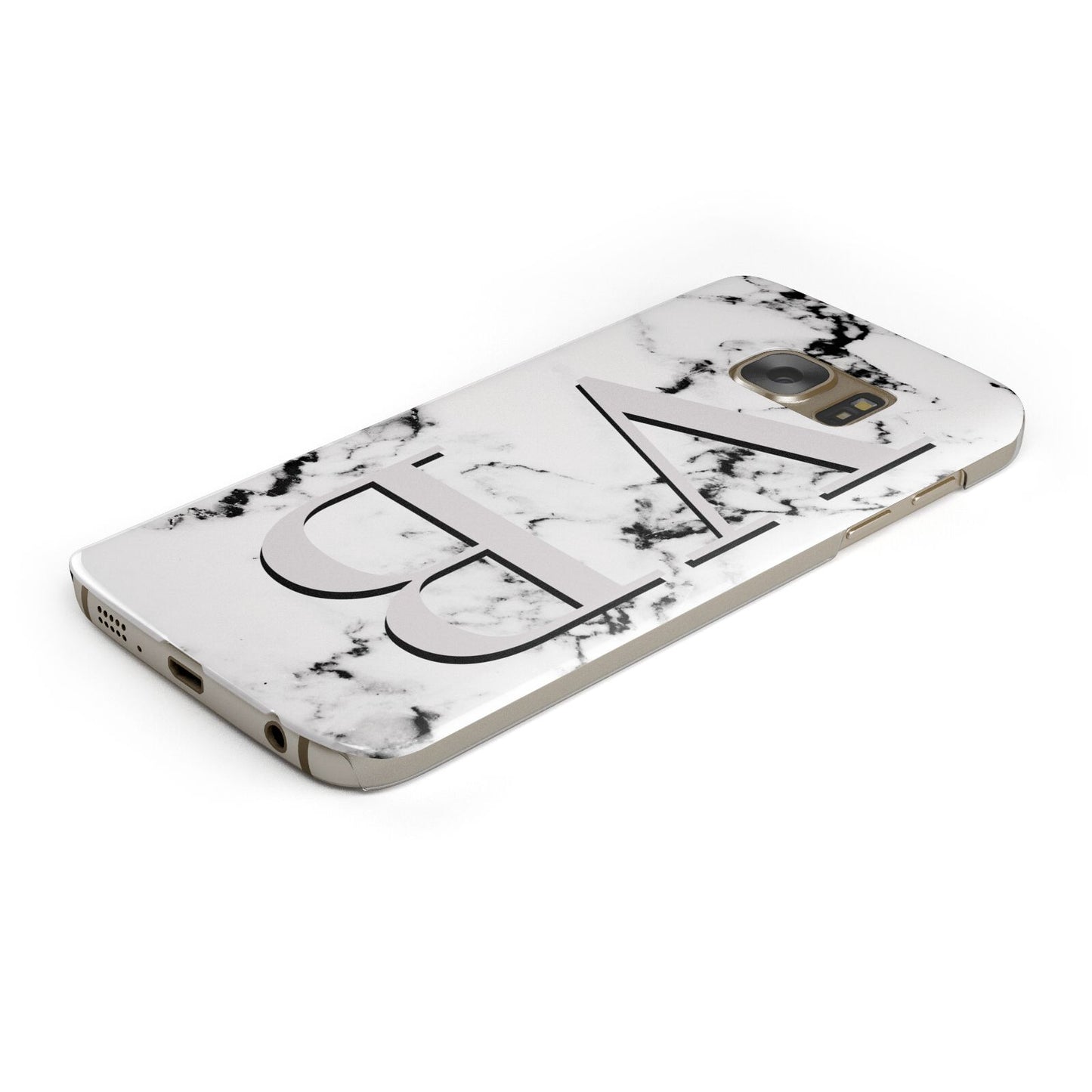 Personalised Landscape Initials With Marble Protective Samsung Galaxy Case Angled Image