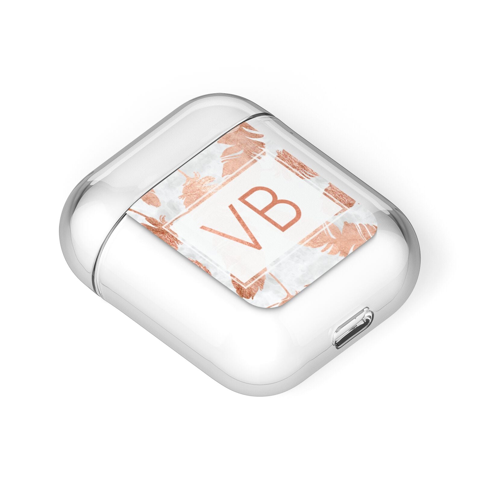 Personalised Leaf Marble Initials AirPods Case Laid Flat