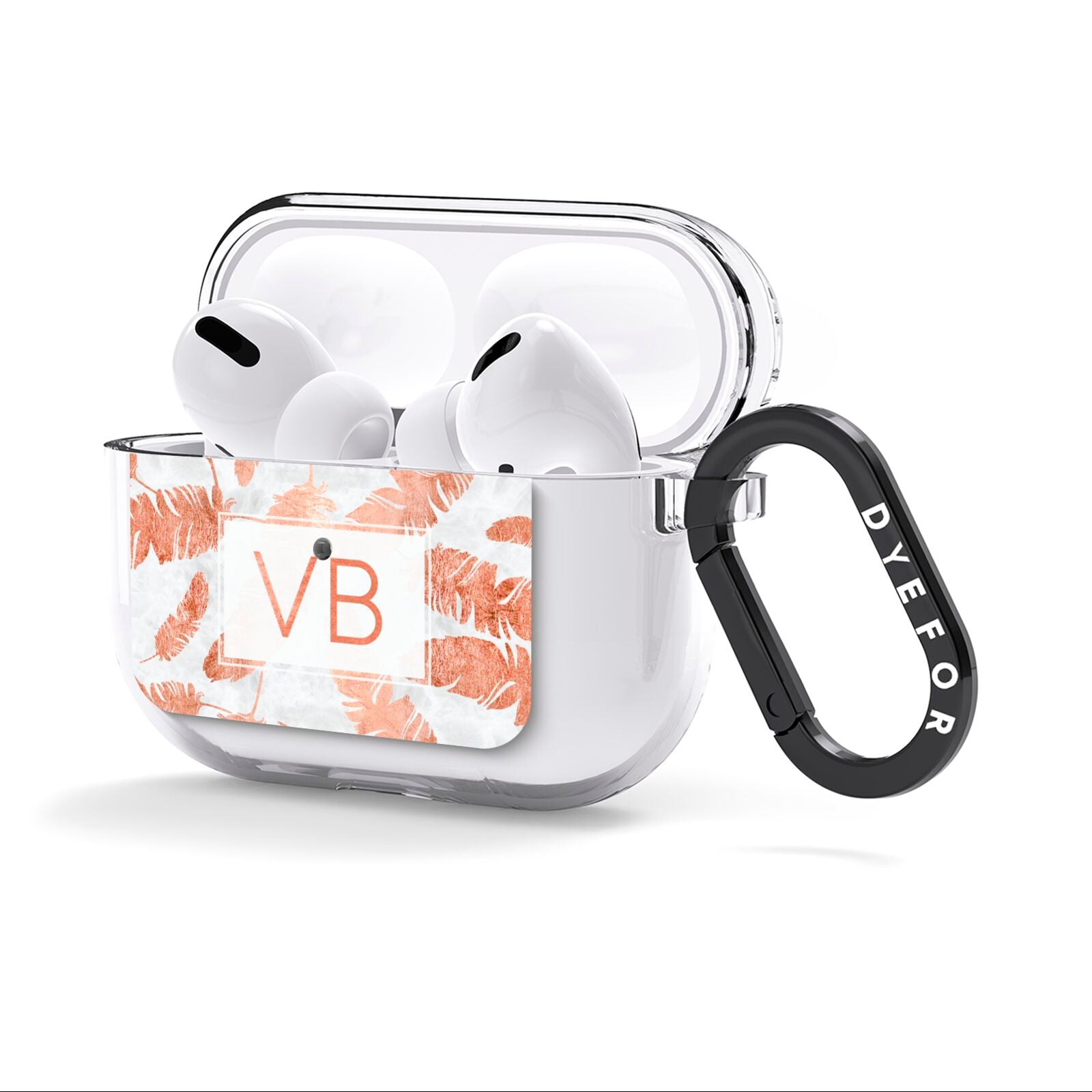 Personalised Leaf Marble Initials AirPods Clear Case 3rd Gen Side Image