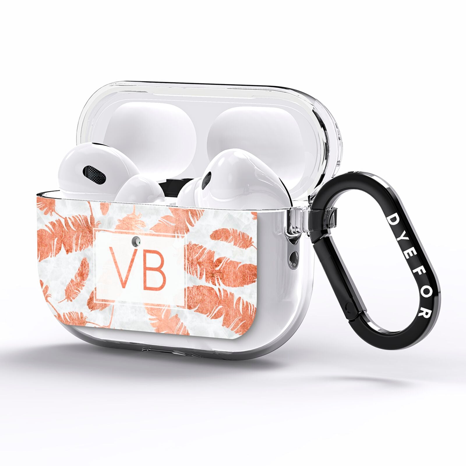 Personalised Leaf Marble Initials AirPods Pro Clear Case Side Image