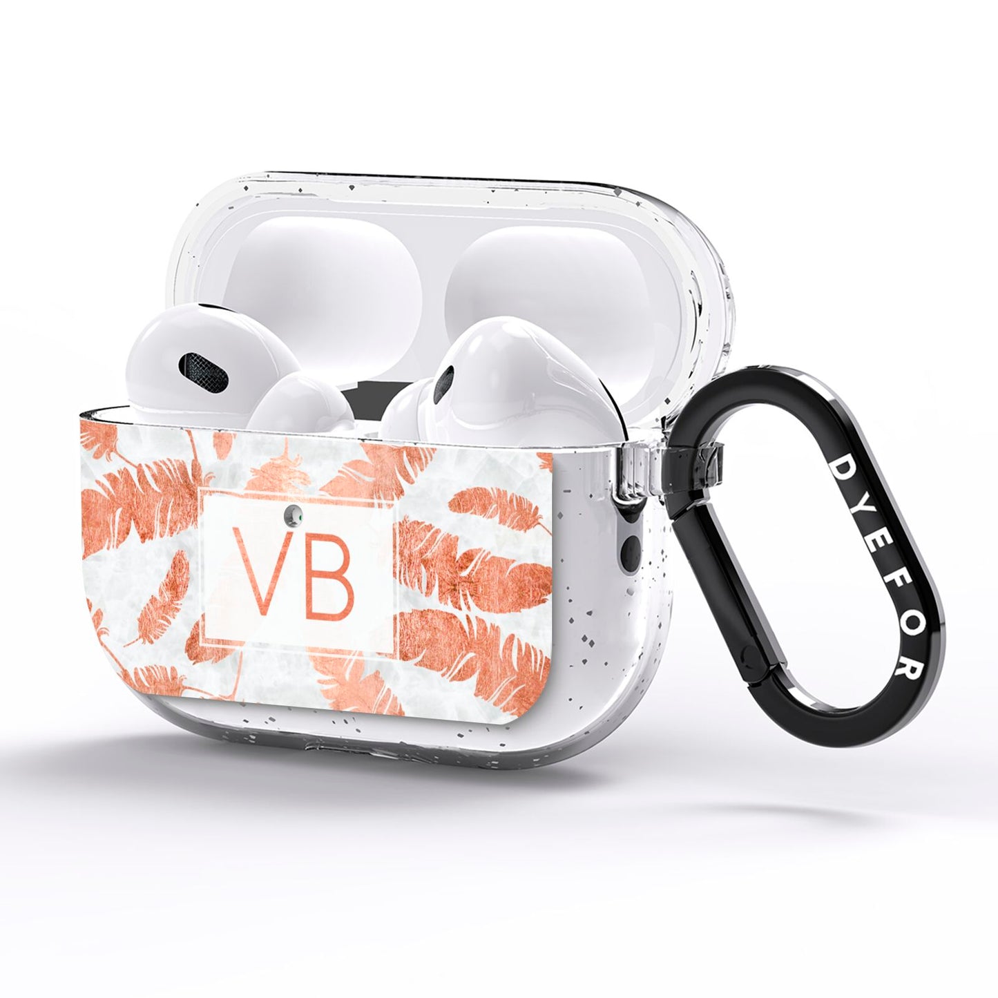 Personalised Leaf Marble Initials AirPods Pro Glitter Case Side Image