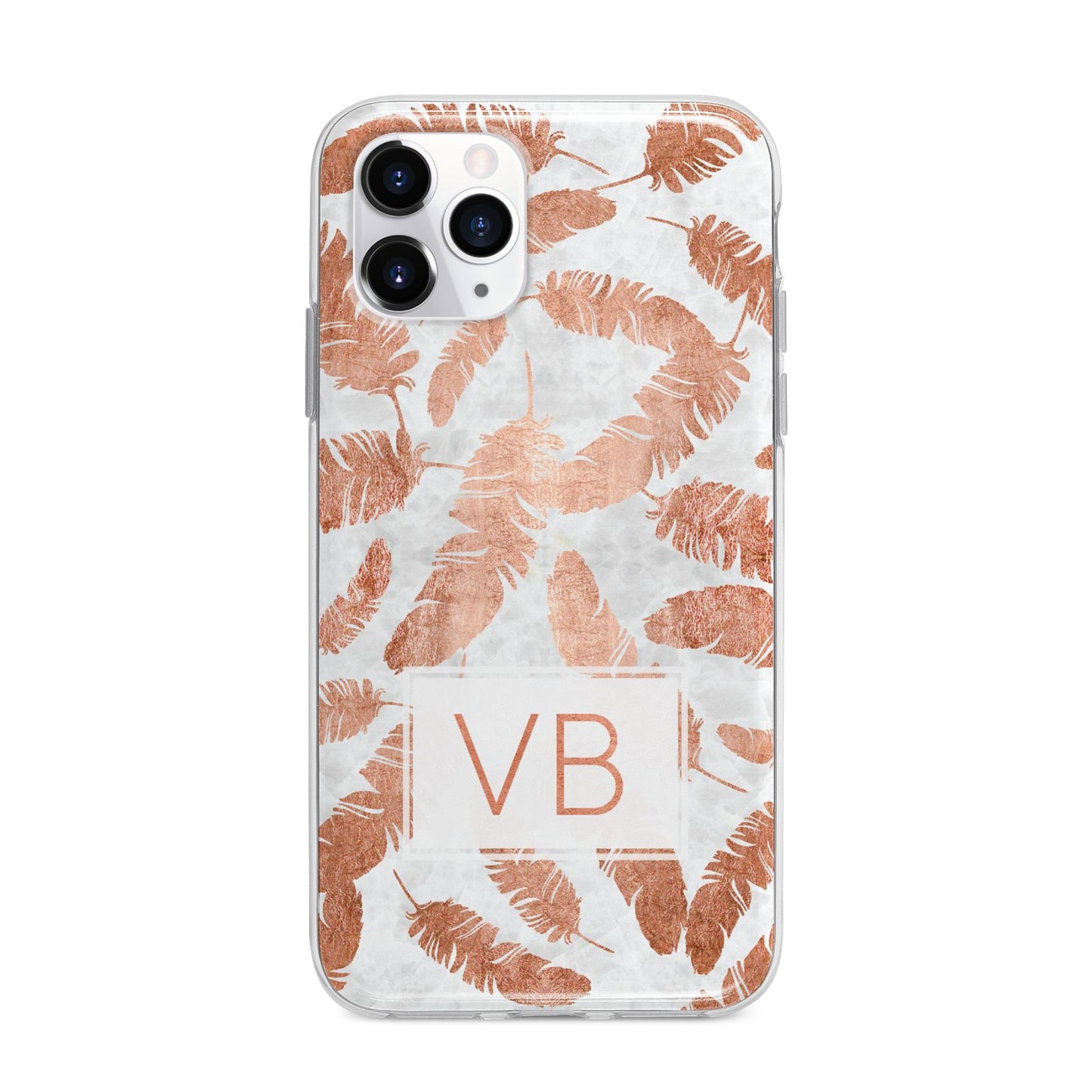 Personalised Leaf Marble Initials Apple iPhone 11 Pro in Silver with Bumper Case