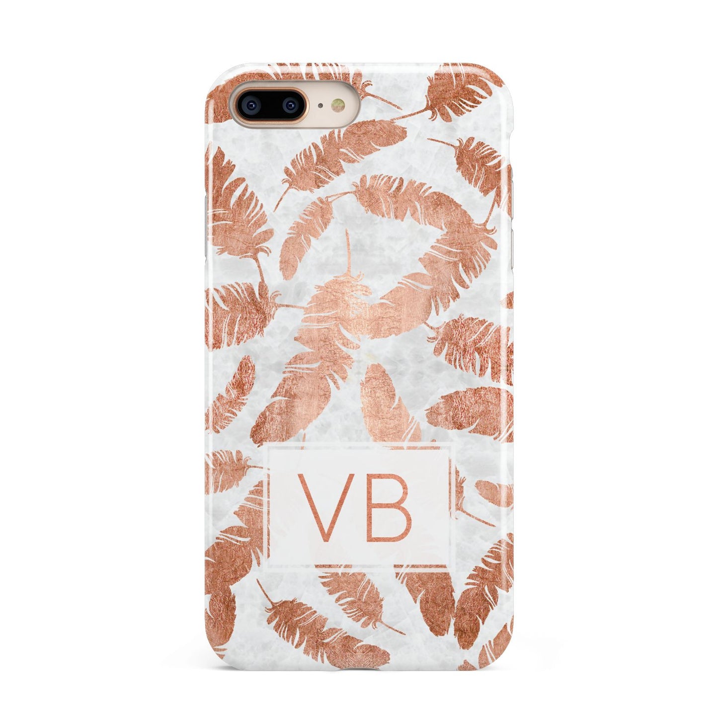 Personalised Leaf Marble Initials Apple iPhone 7 8 Plus 3D Tough Case