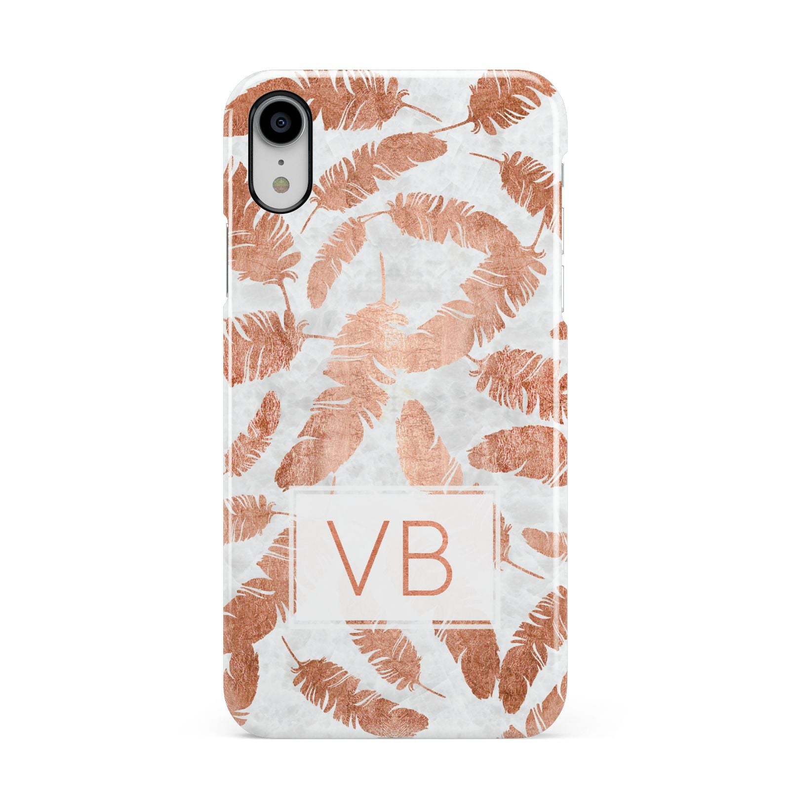 Personalised Leaf Marble Initials Apple iPhone XR White 3D Snap Case