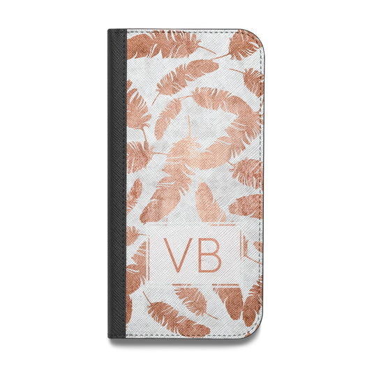 Personalised Leaf Marble Initials Vegan Leather Flip Samsung Case