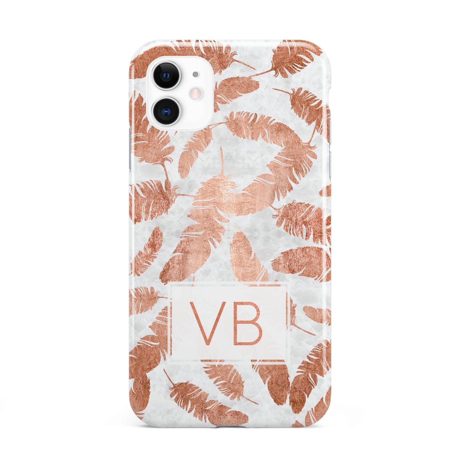 Personalised Leaf Marble Initials iPhone 11 3D Tough Case