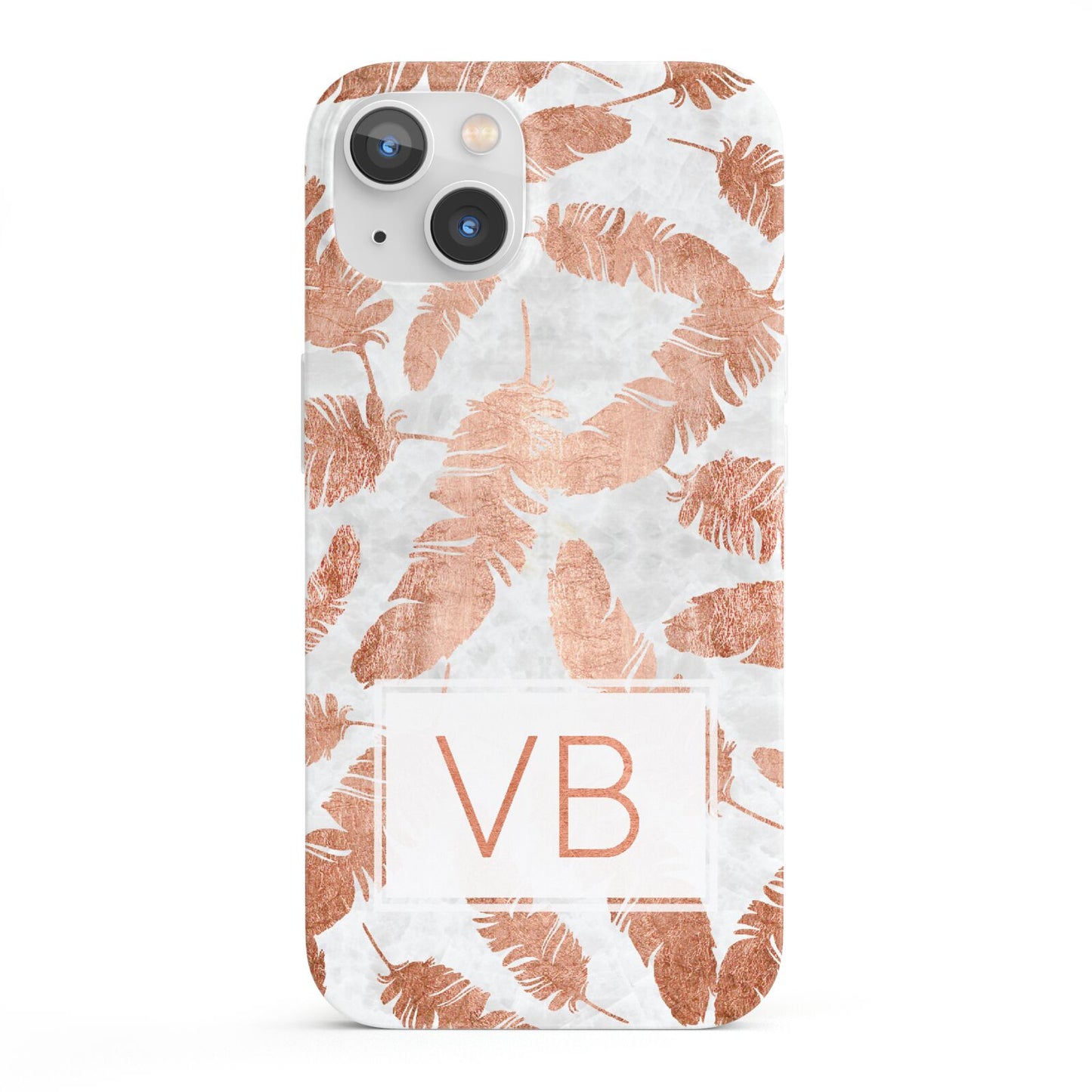 Personalised Leaf Marble Initials iPhone 13 Full Wrap 3D Snap Case