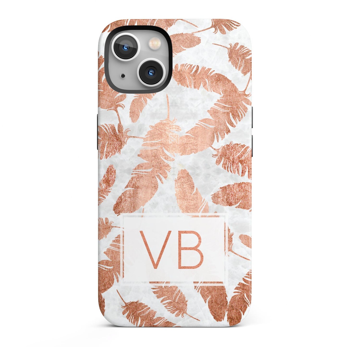 Personalised Leaf Marble Initials iPhone 13 Full Wrap 3D Tough Case