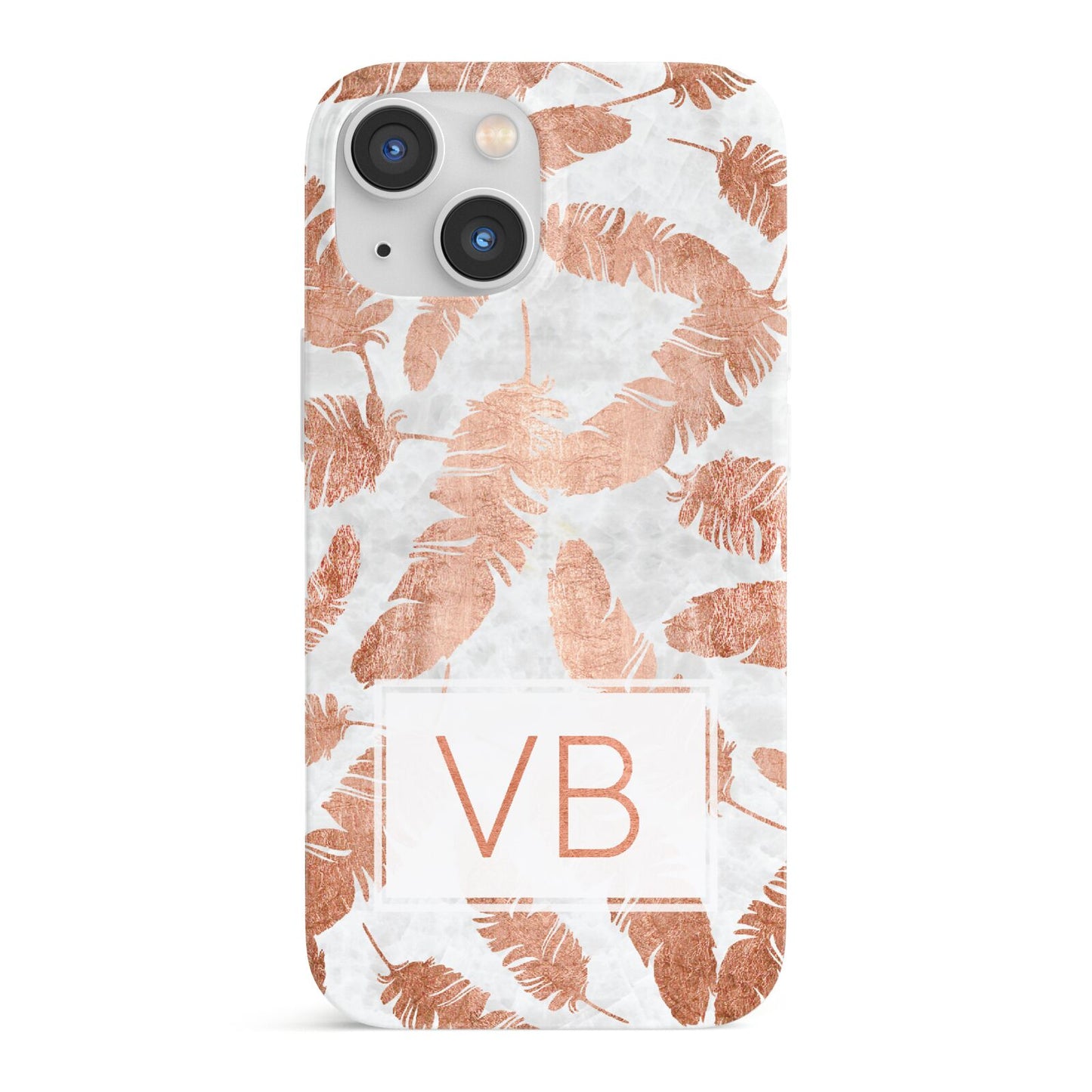 Personalised Leaf Marble Initials iPhone 13 Mini Full Wrap 3D Snap Case