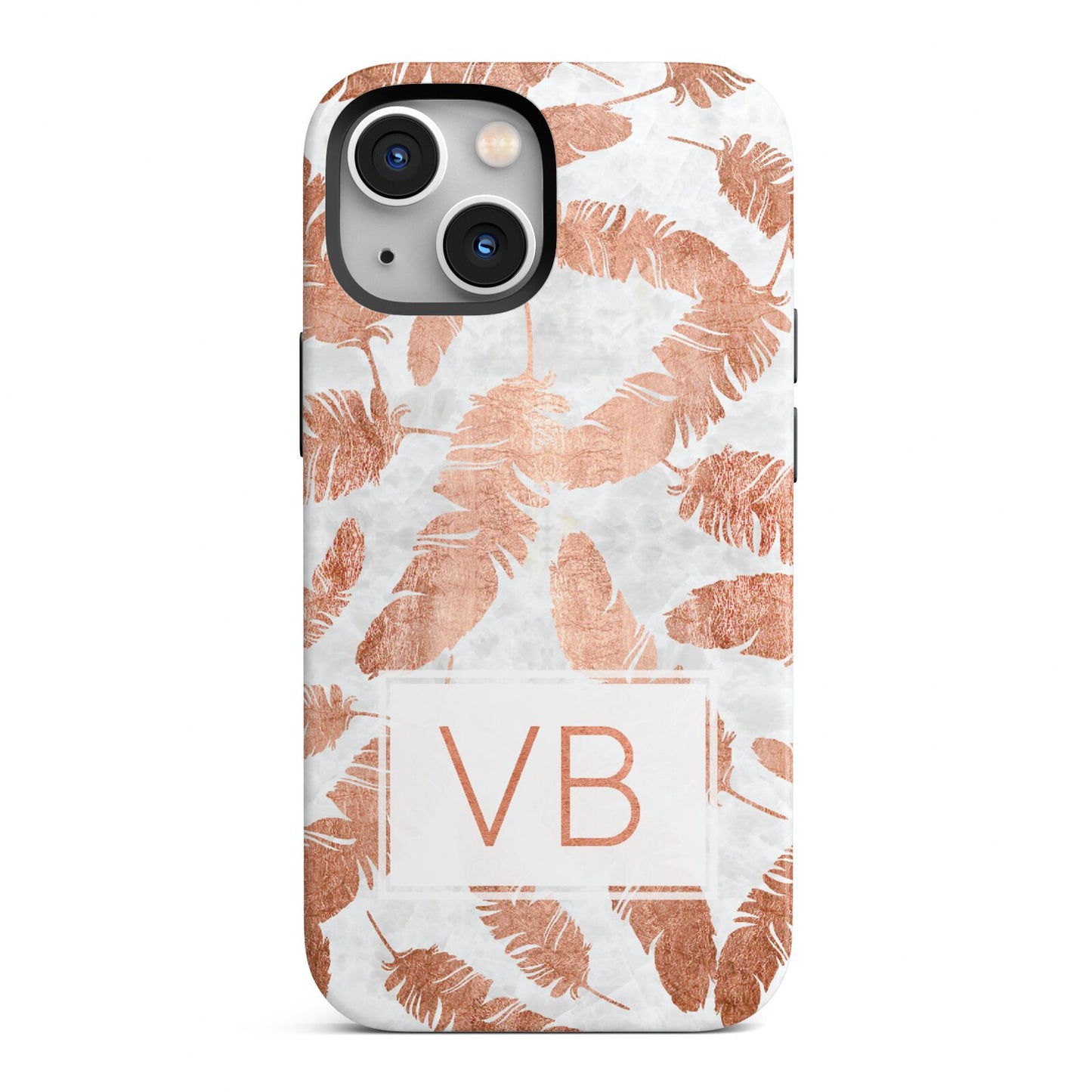 Personalised Leaf Marble Initials iPhone 13 Mini Full Wrap 3D Tough Case