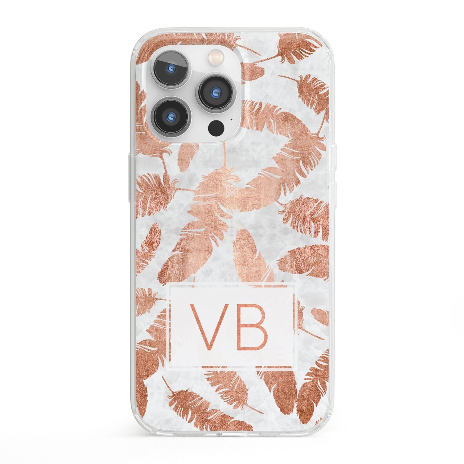 Personalised Leaf Marble Initials iPhone 13 Pro Clear Bumper Case