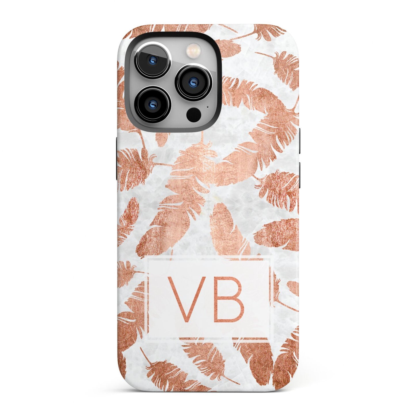 Personalised Leaf Marble Initials iPhone 13 Pro Full Wrap 3D Tough Case