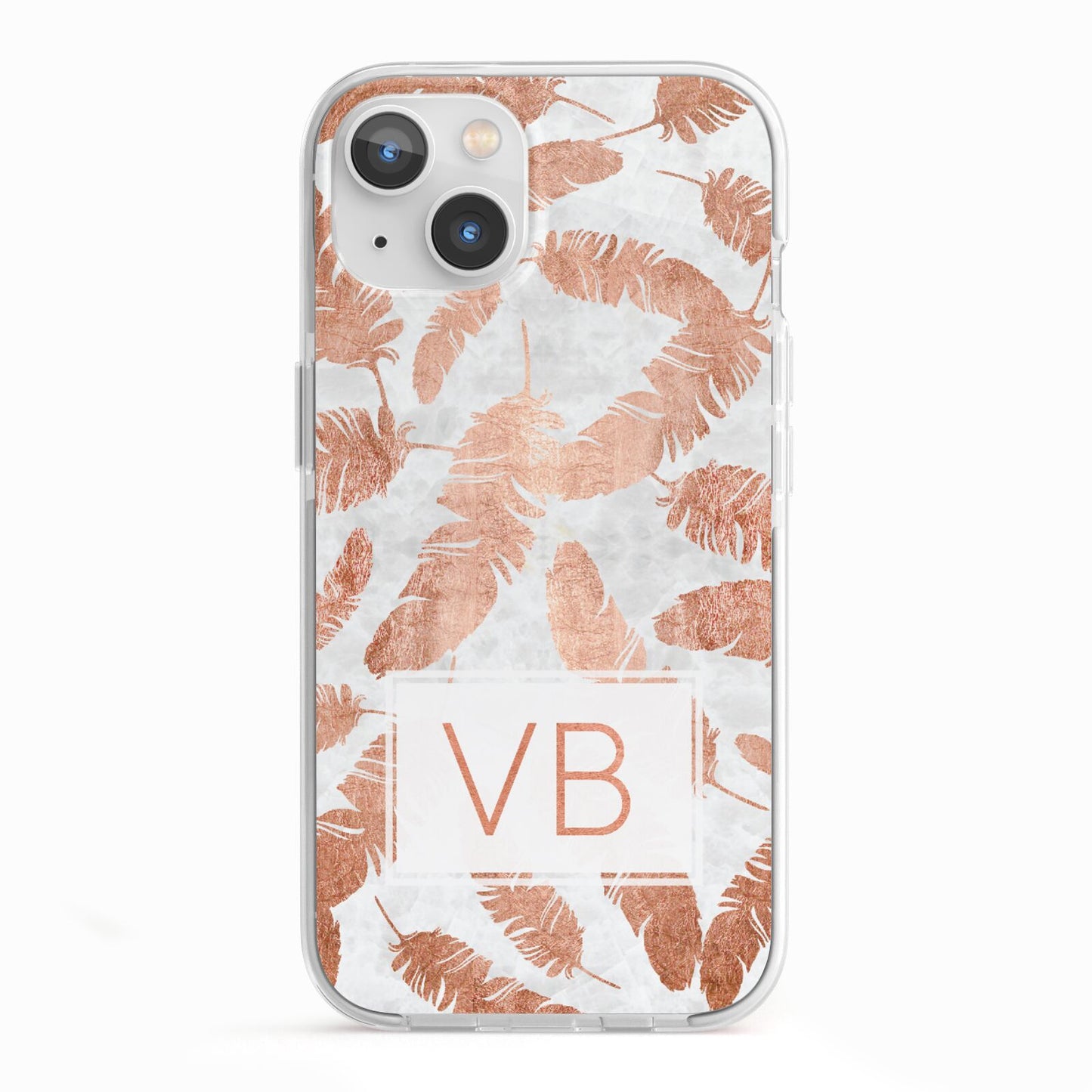 Personalised Leaf Marble Initials iPhone 13 TPU Impact Case with White Edges