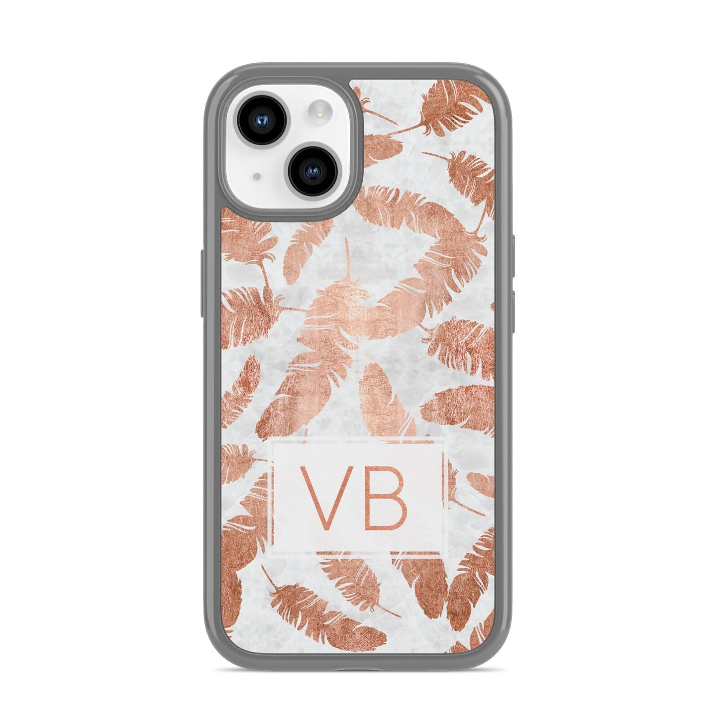 Personalised Leaf Marble Initials iPhone 14 Clear Tough Case Starlight