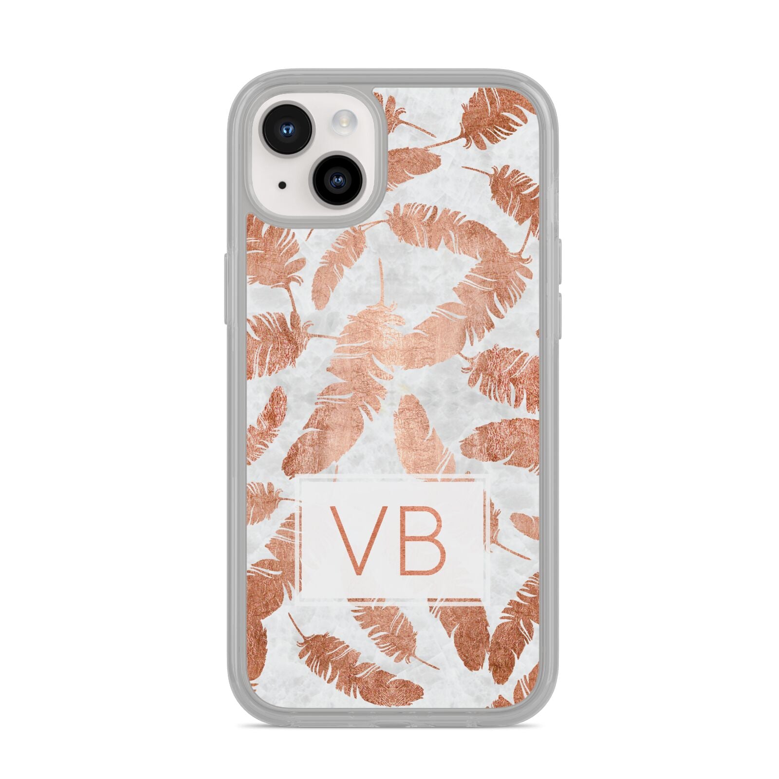 Personalised Leaf Marble Initials iPhone 14 Plus Clear Tough Case Starlight