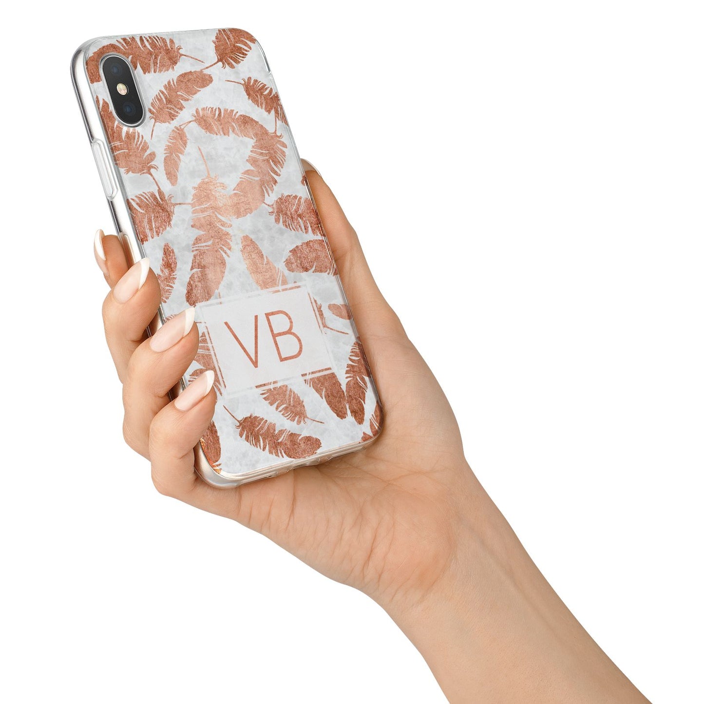 Personalised Leaf Marble Initials iPhone X Bumper Case on Silver iPhone Alternative Image 2