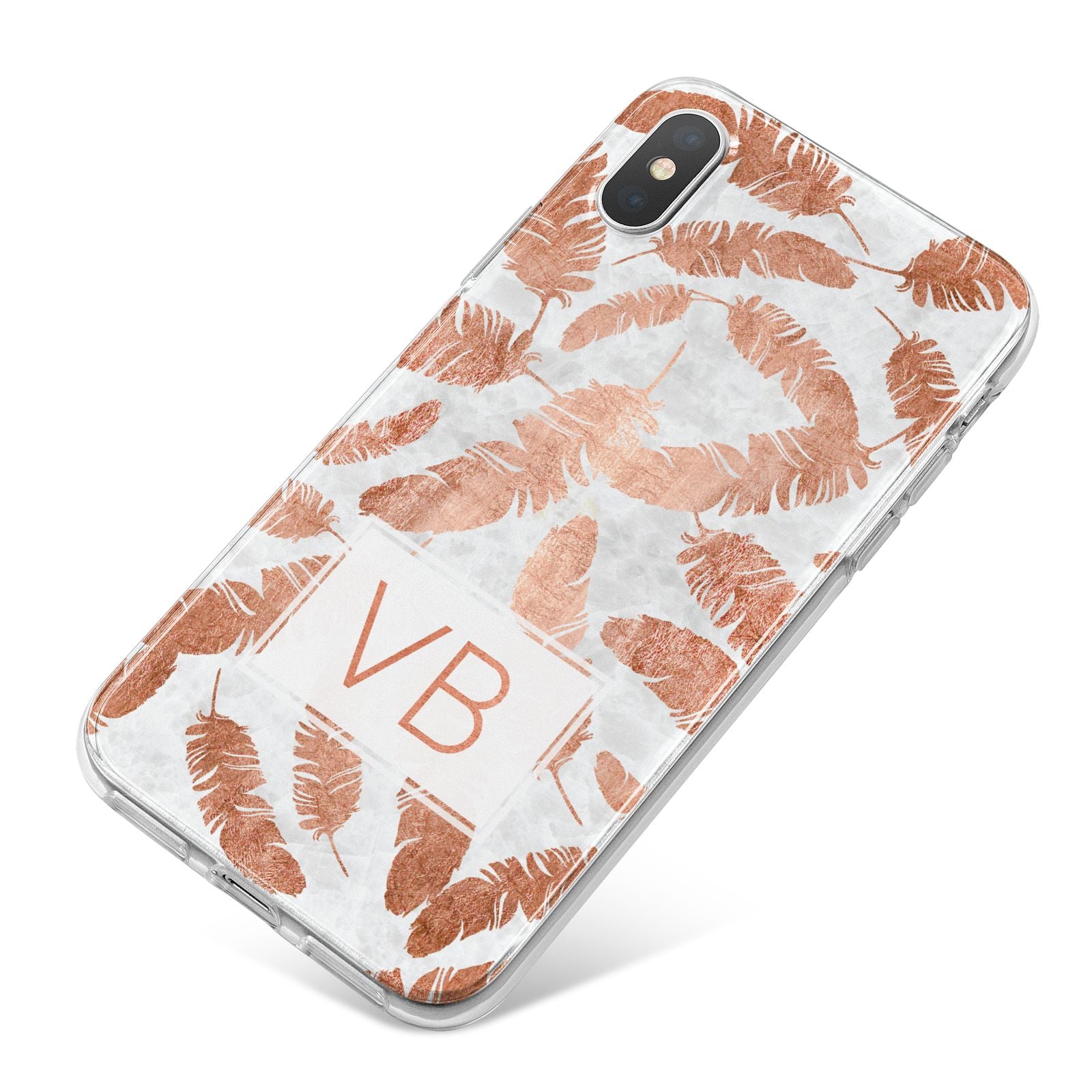 Personalised Leaf Marble Initials iPhone X Bumper Case on Silver iPhone