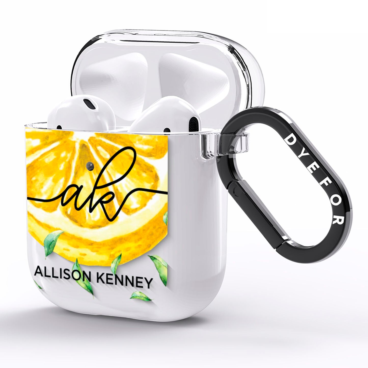 Personalised Lemon Slice AirPods Clear Case Side Image