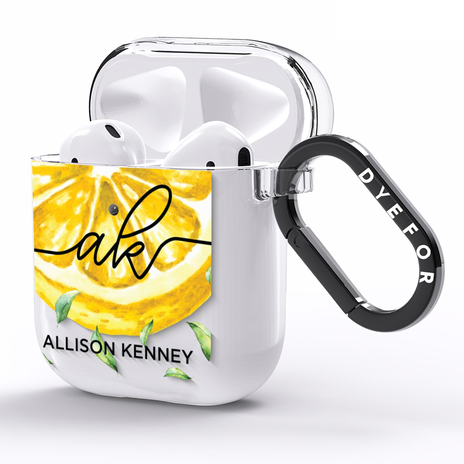 Personalised Lemon Slice AirPods Clear Case Side Image